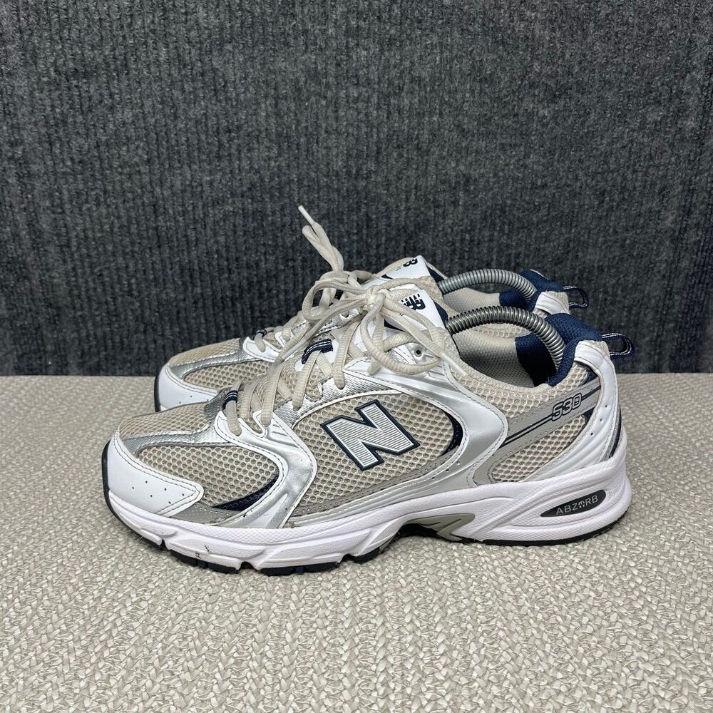 New Balance 530 White Silver Navy Athletic Shoes Mens 8.5 / Womens 10 MR530SG - Picture 3 of 8